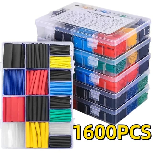 1600/127 Uds Tubo termorretráctil tubo termorresistente Kit de envoltura termorretráctil conexión eléctrica manguito aislante de cable