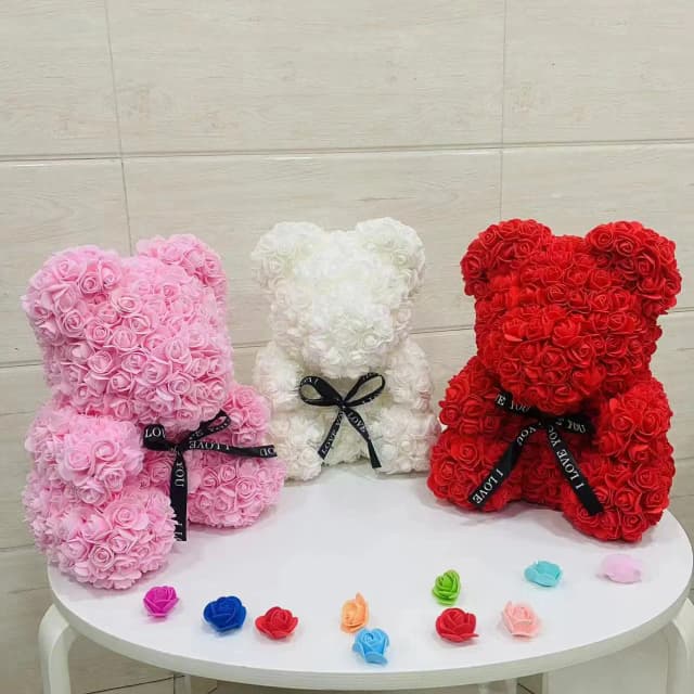 Romántico Día de San Valentín creativo flor eterna oso rosa regalo de Navidad oso rosa abrazo oso boda flor decoración regalo