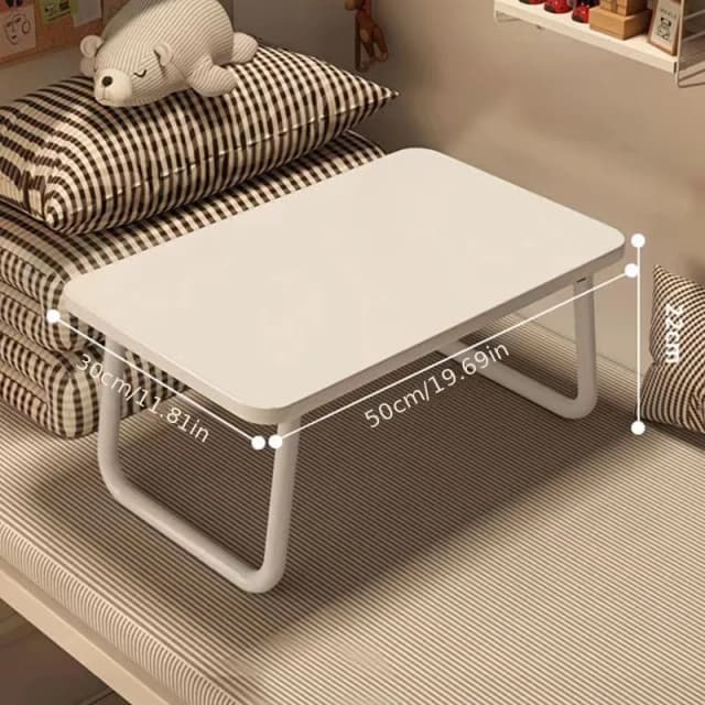 Escritorio de cama plegable: mesa de estudio de metal blanco y madera con almacenamiento, ideal para dormitorios de secundaria y universidad, escritorio para dormitorio