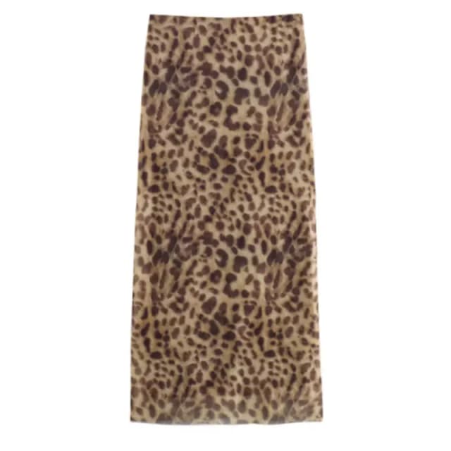 Falda Midi de tul de leopardo para mujer, faldas largas con cintura elástica, moda de verano 2024, ropa de calle