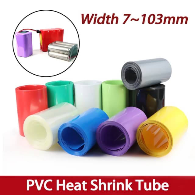 Tubo termorretráctil de PVC de 1M, ancho colorido, 7 ~ 103mm, paquete de batería Lipo 18650, envoltura de película aislada, funda de Cable de protección de caja de litio