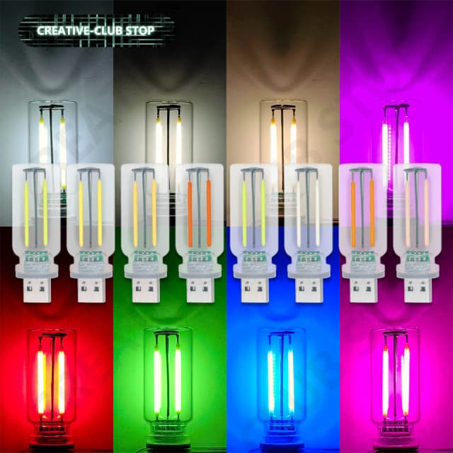 Luz LED nocturna con Control táctil USB, luz de atenuación, luz de ambiente Interior automático, luz de filamento LED, Lámpara decorativa colorida automática