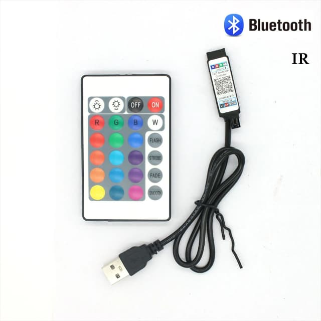 Tira de luces LED de 5V, USB, Bluetooth, 3, 24, 44 teclas, controlador RGB, atenuador de Control remoto IR para tira de luces LED RGB 5050 2835, retroiluminación de TV