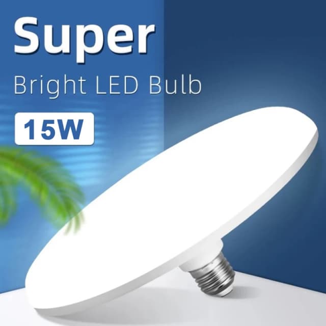Bombilla LED E27 de 220V, lámpara superbrillante de 15W, luces UFO, iluminación blanca fría para interiores, lámparas de mesa para garaje