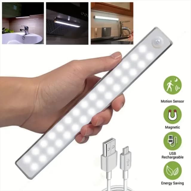 Tira de luz con detección de carga USB inteligente, luz de atenuación ultrafina, 1 piezas, armario de cocina, vitrina
