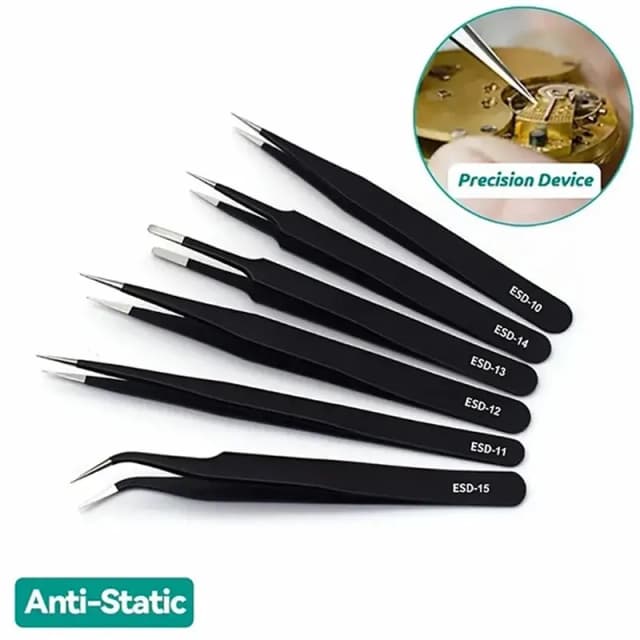 Pinzas estáticas de acero inoxidable para mantenimiento de precisión, herramientas de flexión de reparación Industrial para trabajo doméstico y fabricación de modelos, 6 unidades