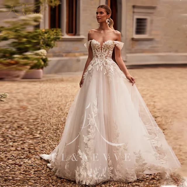 FL & AEVVE-vestido de novia con hombros descubiertos, apliques, vestido de novia personalizado, vestido Formal de fiesta, vestidos de novia