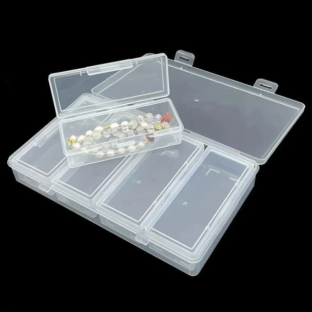 Caja Organizadora de Plástico Transparente con 4 Divisores Ajustables - Contenedor para Materiales de Manualidades y Costura con Compartimentos Extraíbles