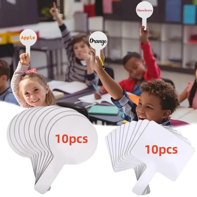 Paletas de respuesta de borrado en seco, paletas de mano de doble cara, Mini pizarras blancas, pizarra blanca pequeña, señales de borrado en seco, aleteo Paddl, 10 Uds.
