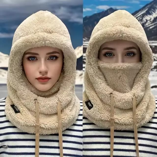 Pasamontañas térmico cálido a prueba de viento, capucha de esquí, cubierta facial para motocicleta, Polar, cubierta ajustable para el cuello para ciclismo, máscara facial completa para invierno