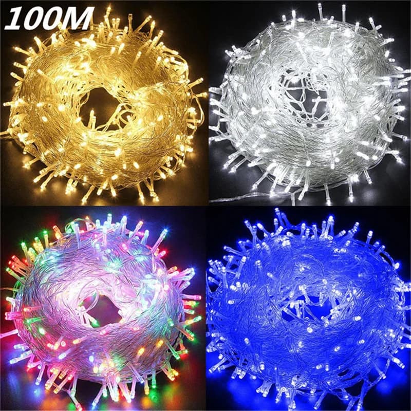 Guirnalda de luces led, tira de luces de navidad para exteriores, 100M, 10M, 5M