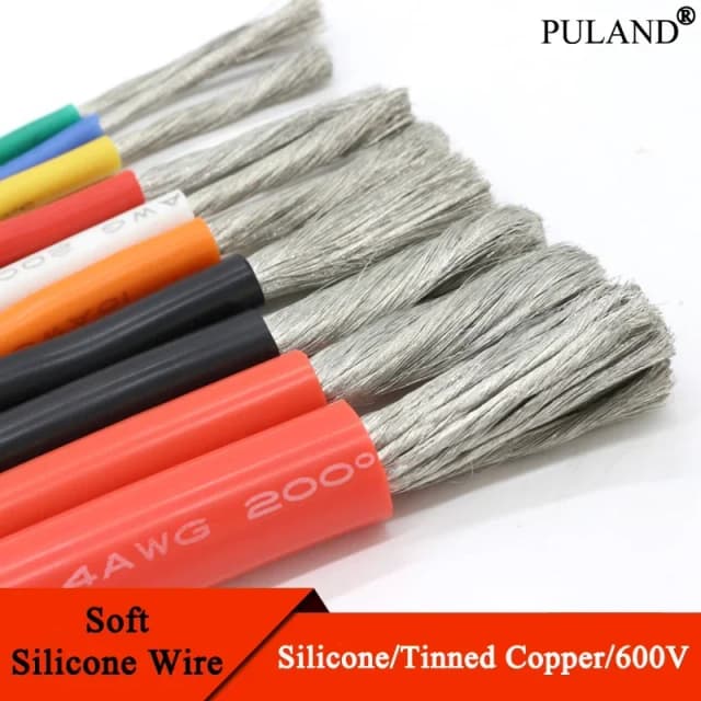 Cable resistente al calor de 1M/5M 30 28 26 24 22 20 18 16 15 14 13 12 10 AWG alambre de silicona Ultra suave cobre Flexible de alta temperatura