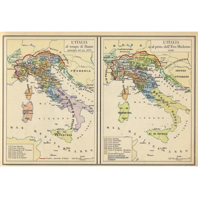 Narzędzia do edukacji geograficznej Mapa Włoch bez ramy - Mapa Włoch w stylu vintage, dekoracja ścienna, wystrój domu, do nauki, narzędzie turystyczne