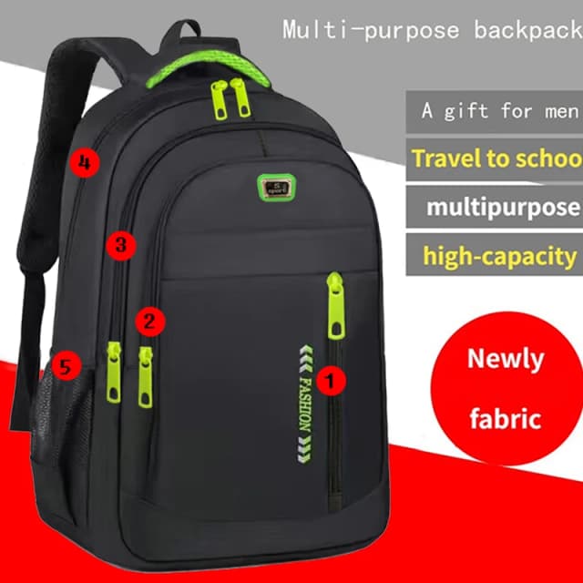 La mochila de color neutro para hombres y mujeres tiene múltiples capas de bolsillos, adecuada para estudiantes y personas de negocios.