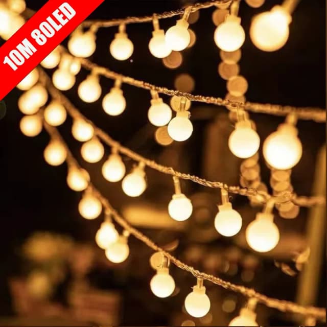 Guirnaldas de bolas pequeñas de 10M, guirnalda de luces con forma de globo, funciona con USB/batería para jardín, Navidad, dormitorio, boda, tienda de campaña, decoración