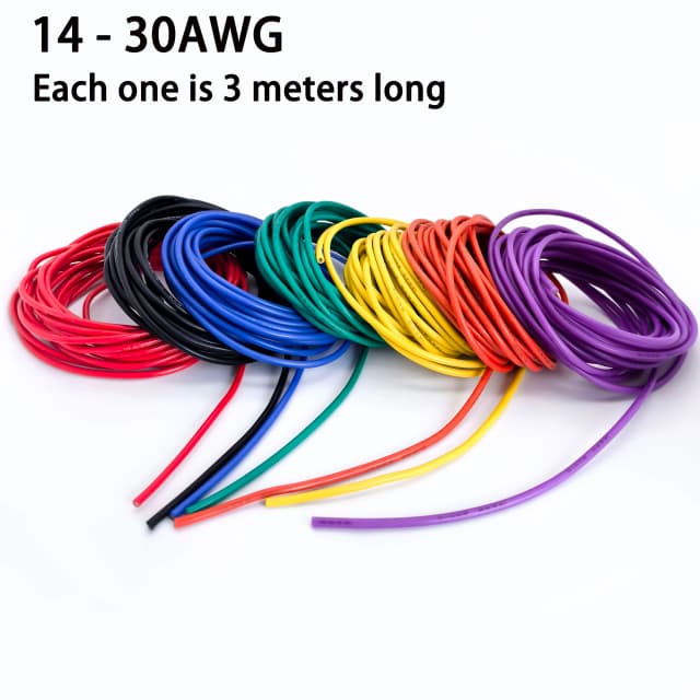 Cable eléctrico de silicona de 14/16/18/20/22/24/26/28/30 AWG, 3 metros/10 pies, cable de cobre estaño suave y Flexible resistente a altas temperaturas