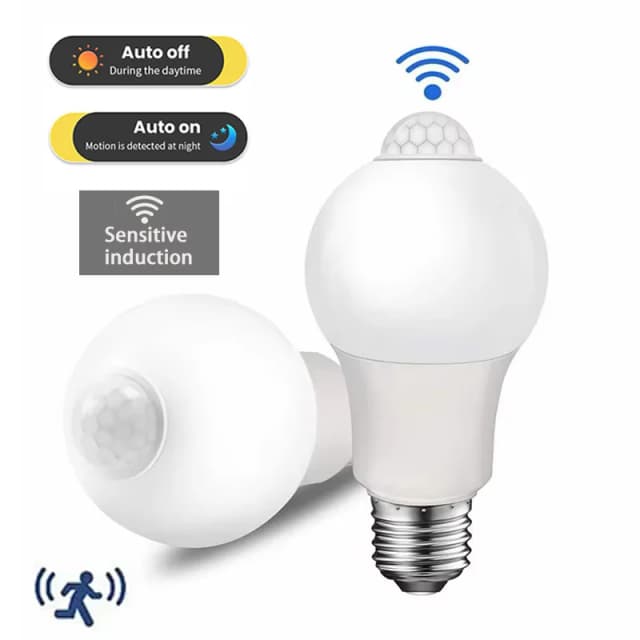 Bombilla LED con Sensor de movimiento PIR, lámpara de inducción humana para iluminación exterior, sala de estar, dormitorio, pasillo, garaje, 15W, 18W, E27