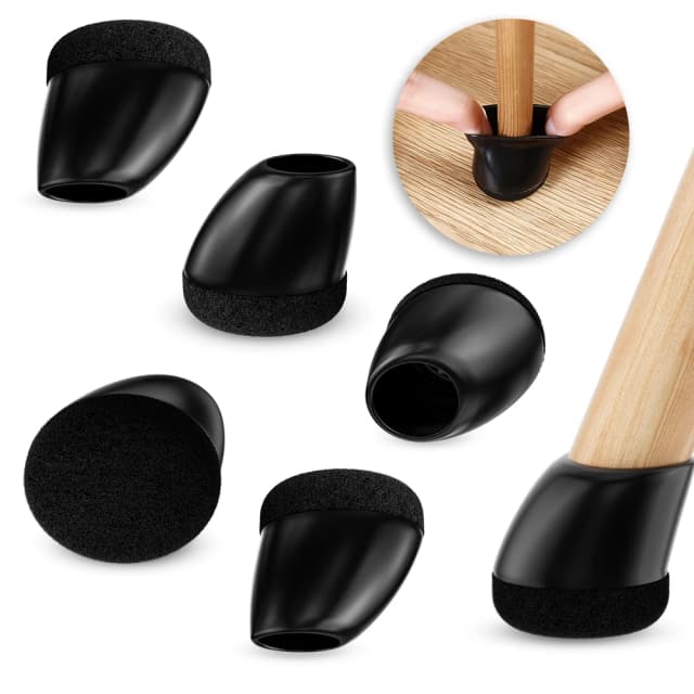 8 protectores de suelo para patas de silla, cubierta para pies, almohadillas de fieltro gruesas, muebles de silicona 15 ° -25 °   Los pies de mesa protegen los pisos de madera dura
