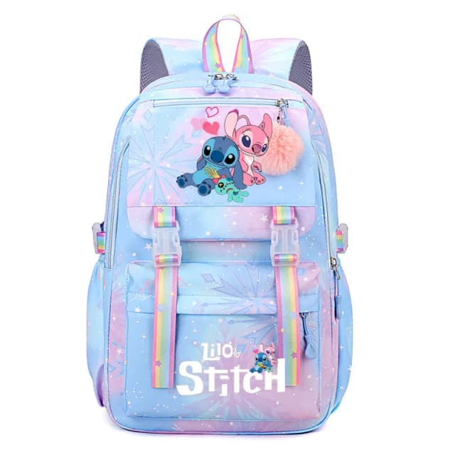 Mochila Stitch de gran capacidad, mochila bonita informal de nailon, mochila escolar de Anime de dibujos animados, mochila informal de viaje para chica