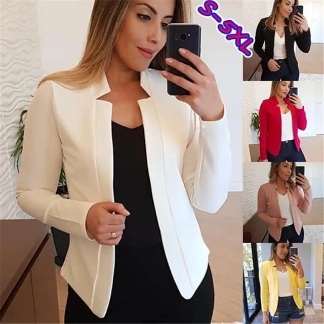 Otoño e Invierno nuevo estilo elegante ajustado color sólido casual profesional pequeño traje chaqueta top