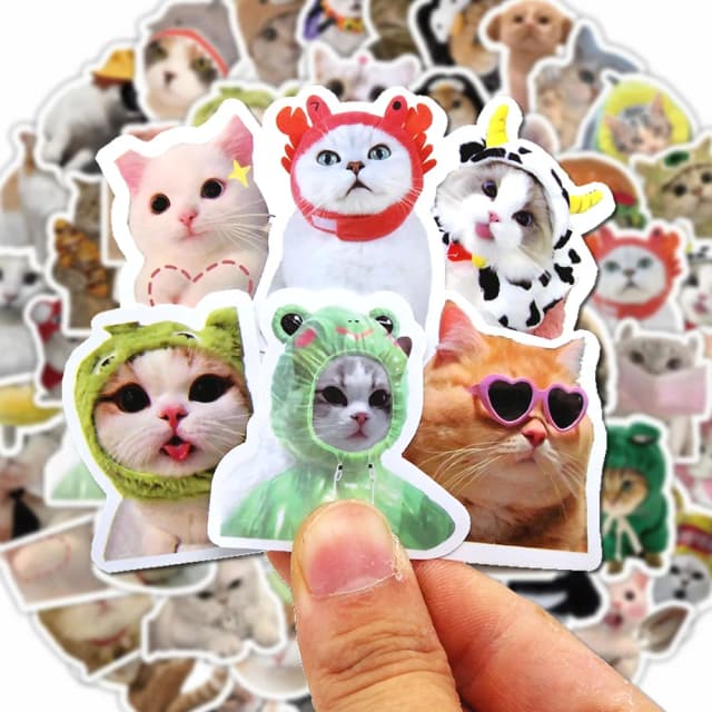 100/500/1000 個面白い猫ステッカー漫画かわいいデカールおもちゃ文具ギター電話自転車ラップトップ荷物落書き子供ステッカー
