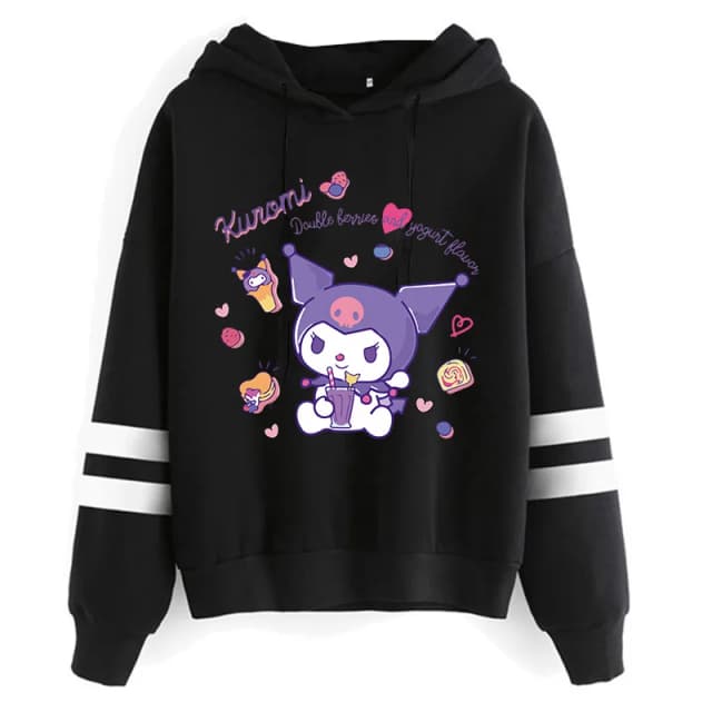 Ropa divertida de moda Kuromi Sudadera con capucha Sanrio Kuromi Mujer Manga Sudadera Harajuku Mujer Sudaderas con capucha Sudaderas con capucha