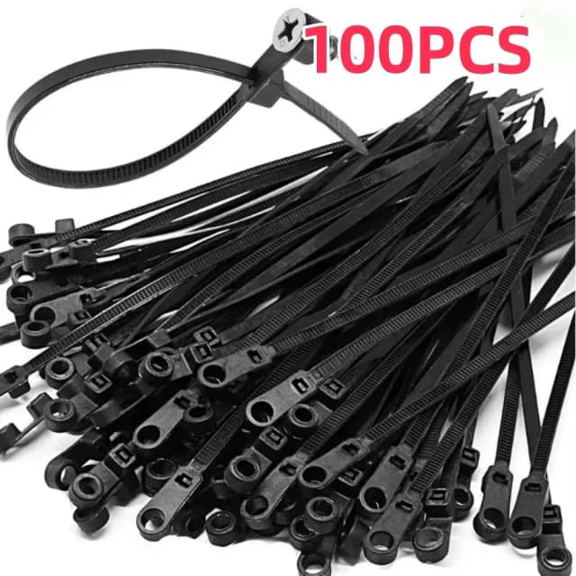 100 unidades de bridas de nailon con orificio para tornillo, multiusos, ajustables, autoblocantes, correas organizadoras de cables, lazos de sujeción