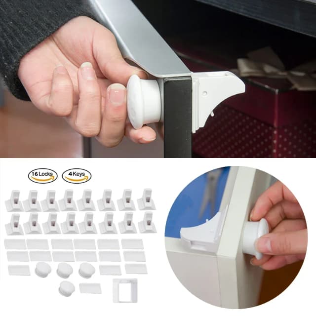 Cerradura de seguridad para bebés, cerradura Invisible, pestillo de cajón de seguridad para niños, puerta de gabinete, limitador de cerradura de seguridad magnético para niños, protección para niños