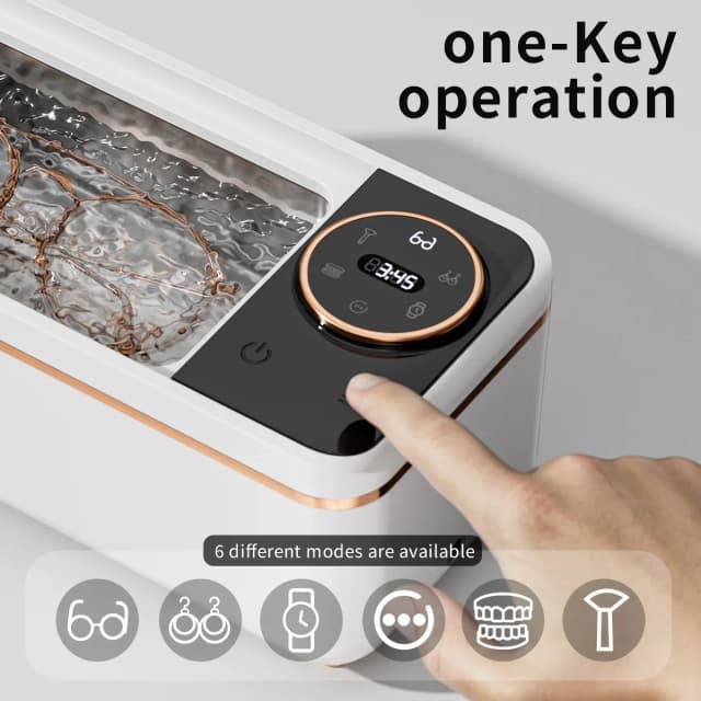 Máquina de limpieza ultrasónica de 55KHZ, tecnología Soundwave, aparato de limpieza profunda para gafas, dentaduras postizas, joyería, brochas de maquillaje