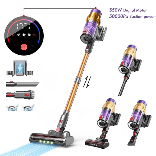 Armo V18 Aspiradora portátil 50kpa 550w potencia 6 en 1 aspiradora sin cuerda Pantalla LED para el hogar inteligente barredora portátil