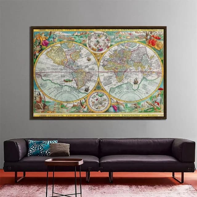 Orbis terrarfm-複数の不織布世界地図,1594, 150x225cm,学校と学習のためのレトロな地図