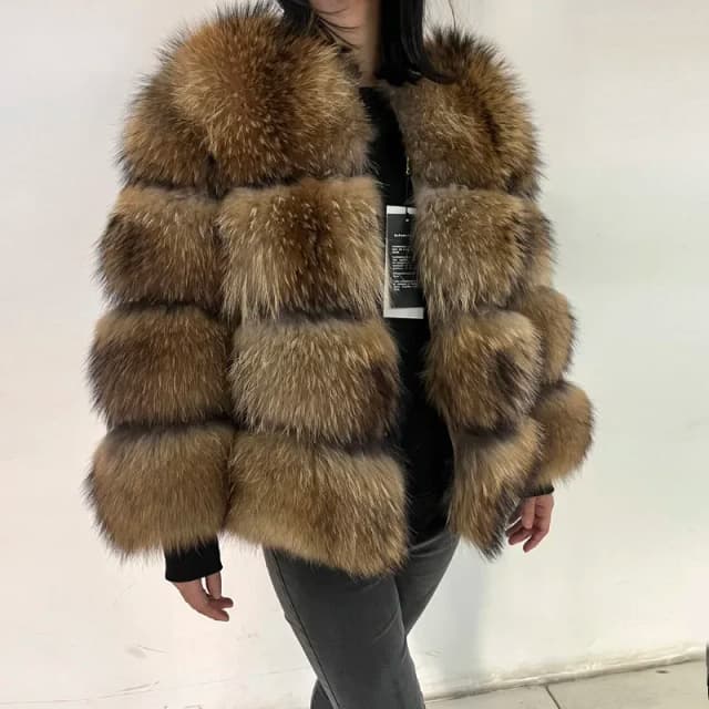 Maomaokong 2024 naturel réel fourrure de raton laveur manteaux femmes vestes de fourrure de luxe hiver chaud femme vêtements gilets réel manteau de fourrure hauts
