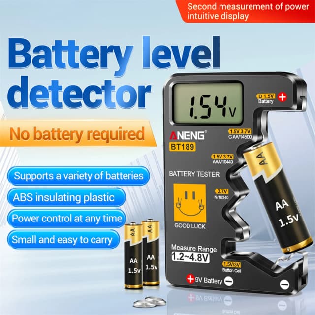 ANENG BT189 probador de batería 9V AAAAA pila de botón Universal hogar LCD pantalla Digital probador de batería Detector de banco de energía