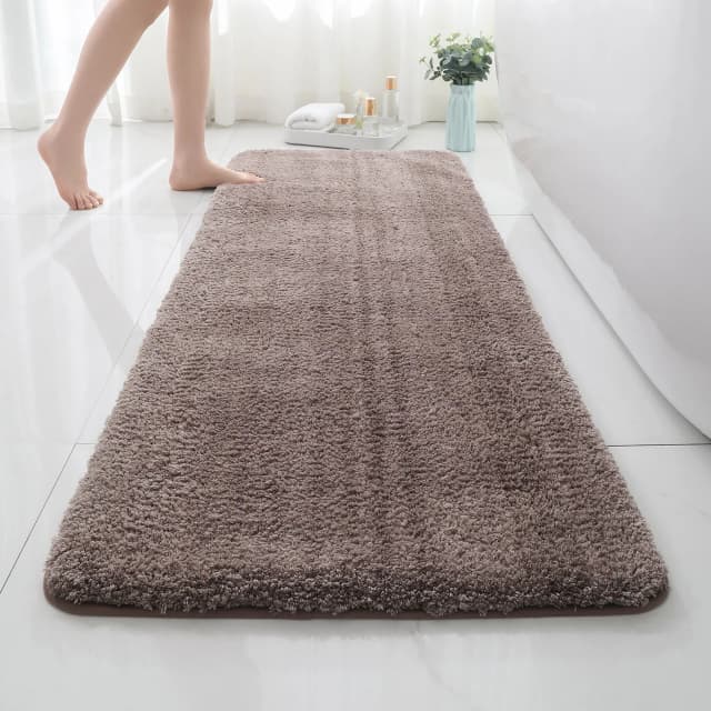 Alfombrilla moderna y minimalista de Color sólido, alfombra cuadrada larga de felpa, absorbente y gruesa, alfombrilla antideslizante para puerta de baño