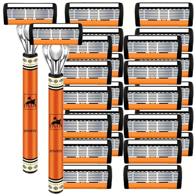 Cuchilla de afeitar de 6 capas, hoja de acero inoxidable para hombre, maquinilla de afeitar clásica lavada con agua, hoja afilada para un afeitado limpio
