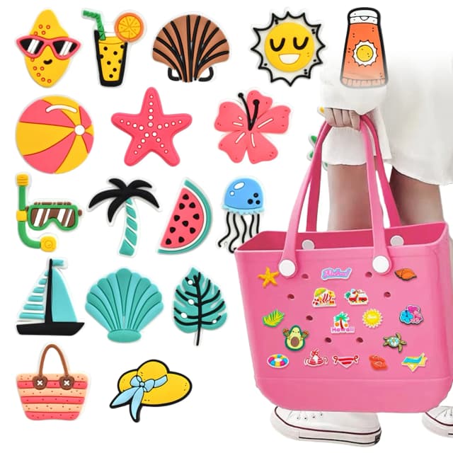 18 Uds. De bolsos encantadores, accesorios de goma para decoración de verano, bolso de playa para mujer, bolso de mano, emparejamiento aleatorio, hebillas decorativas Inser