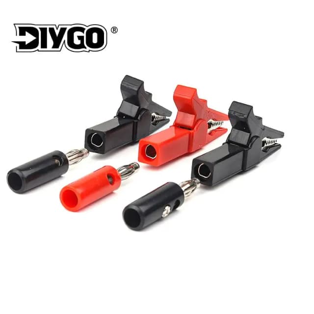 4 unids/set 55mm Clip de cocodrilo sondas de prueba de conector Banana con Clips de Cable de conector Banana de 4mm para accesorios de prueba eléctrica