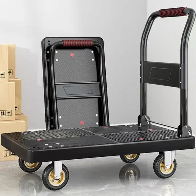 Carro para tirar mercancías, carrito plano de cuatro ruedas, camión de mercancías, carrito plegable, remolque exprés