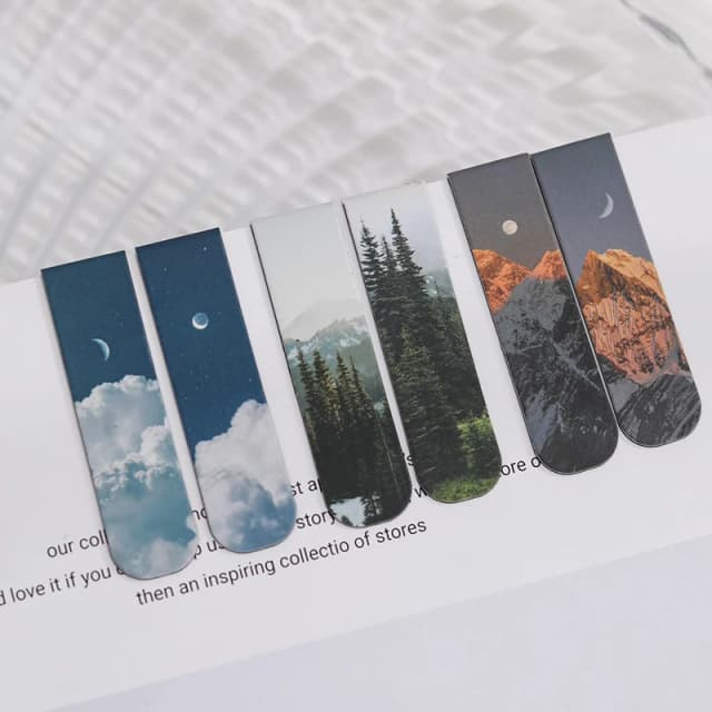 JIANQI 2 unids/pack marcapáginas magnético hermoso paisaje nubes patrón literario simple marcapáginas herramienta de lectura escuela suministros de oficina