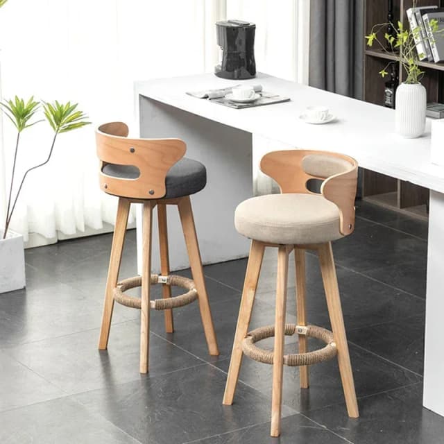 Taburetes de Bar con acento de madera, taburetes giratorios para encimera de cocina, isla de recepción, respaldo alto de lujo, muebles de Bar Cadeira XR50BY
