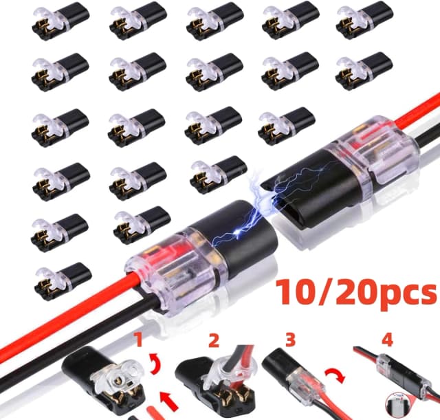 Conector enchufable de doble cable con hebilla de bloqueo, conector de cable LED enchufable, cable compacto Universal de 2 pines y 2 vías, 10/20 piezas