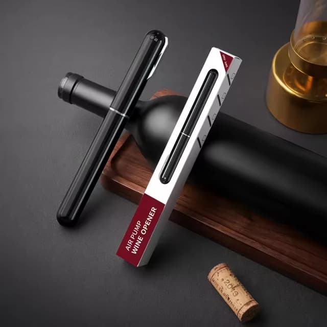 Abridor de vino portátil 2 en 1 a presión de aire con bomba de aire y removedor de corcho cortador de papel de aluminio Cicerone de escritorio compacto para fiesta