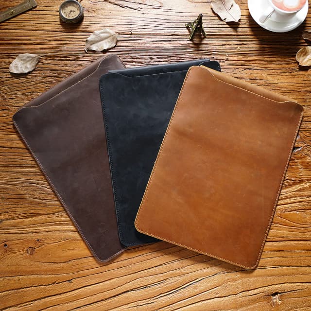 Funda acolchada de piel de vaca de diseñador para ordenador portátil, fundas de cuero personalizadas para portátil, funda para Macbook Pro de 12 "13" 14"