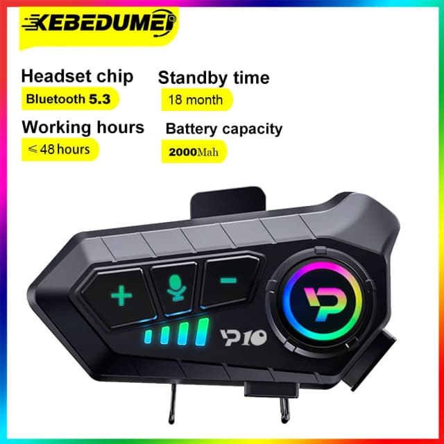 Kebidumei casco de motocicleta auriculares Bluetooth Ipx6 impermeable reducción de ruido auriculares inalámbricos súper Larga modo de reposo manos libres