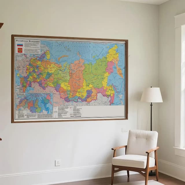 Dekoracje do domu, Mapa Rosji jako tło - Mapa Rosji - 2014, Plakaty ścienne, Narzędzie turystyczne/edukacyjne, Dekoracyjny obraz do powieszenia
