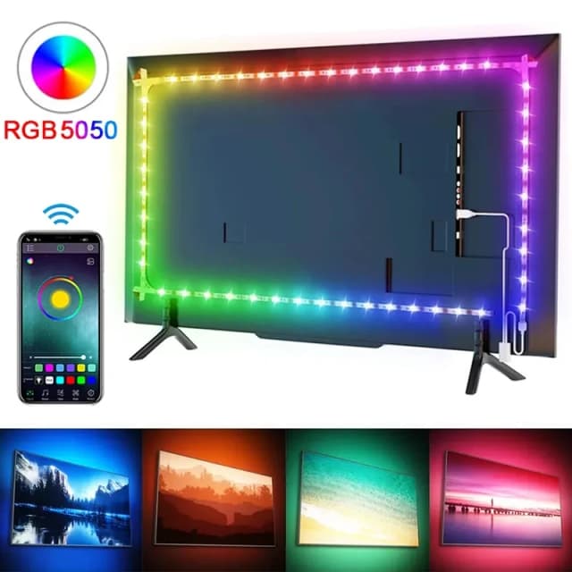 Tira de luces Led con USB que cambia de Color, 5050 RGB, Flexible, Bluetooth, para niños, sala de juegos, Fiesta en casa, retroiluminación de TV