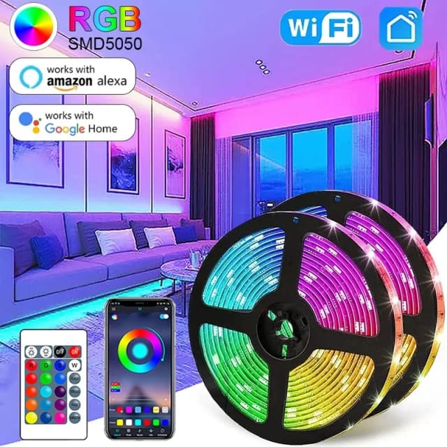 Tira de luces LED RGB 5050, Control remoto por aplicación, retroiluminación Led de TV, cinta Flexible, luz Led USB de 5V para decoración de sala de juegos de PC
