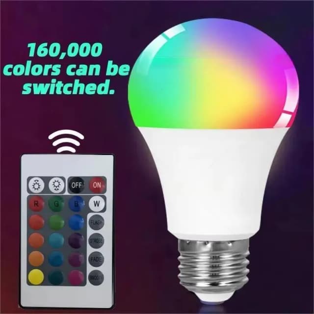 Bombilla LED RGB de 16 colores, Bombilla Multicolor E27, Base de 220V, iluminación del hogar regulable, 24 teclas, Control remoto, luz de neón de ambiente, 1 ud.