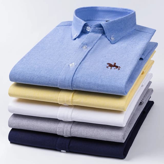 Camisas de caballo bordadas para hombre, ropa de calle de gran tamaño, 2024 algodón, Oxford, informal, manga larga, talla grande, 100%