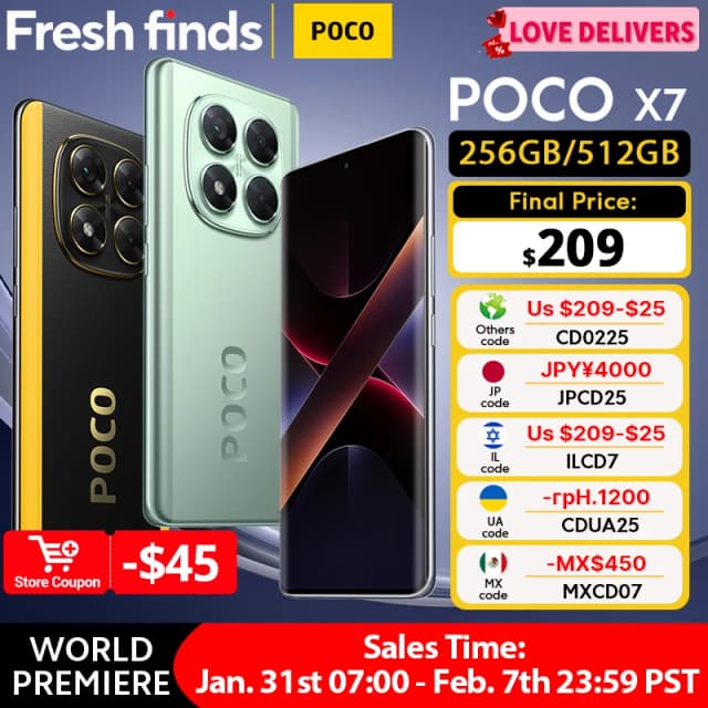 【Marca +】POCO X7 Smartphone Dimensity 7300-Ultra 6,67 "120Hz Pantalla AMOLED 45W 5110mAh 50MP Cámara IP68 Xiaomi HyperOS NFC